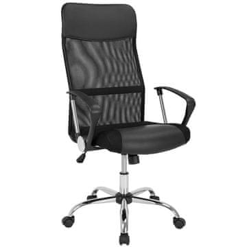 Northix Ergonomski črn pisarniški stol, mreža in umetno usnje, visok hrbet