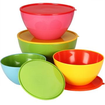 Northix Komplet plastičnih solatnih skled s pokrovi, 4 velikosti, zložljive