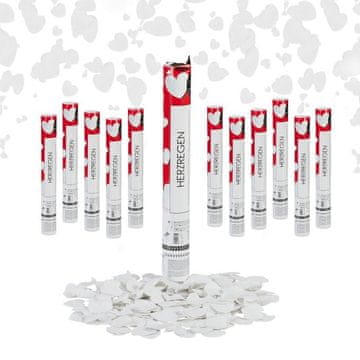 Northix 12x Party Popper White Hearts