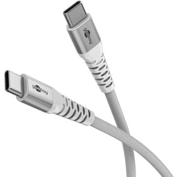 Goobay USB-C na USB-C 2m 60W 480Mbit/s bel Supersoft tekstilni podatkovni in polnilni kabel