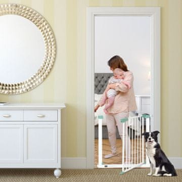 Northio Vrata varnostna vrata baby 80-132cm kovinska stopniščna vrata brez vrtanja 80-130 x 2 x 76 cm bela