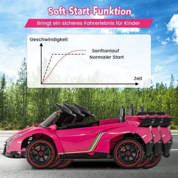 Northix Otroški električni avto Lamborghini z daljincem in LED žarometi ter hupo in glasbo otroški avto roza