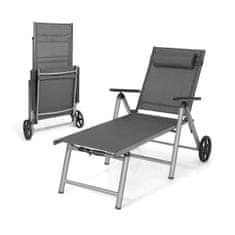 Northix Aluminijast ležalnik s kolesi Zložljiv ležalnik 137,5 x 75 x 23,5 cm siv