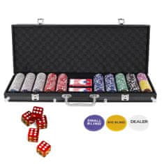 Northio 500-delni komplet za igralniški poker z žetoni in igralnimi kartami ter kockami in žetoni delivca ter črnim prtom