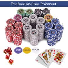 Northio 500-delni komplet za igralniški poker z žetoni in igralnimi kartami ter kockami in žetoni delivca ter črnim prtom