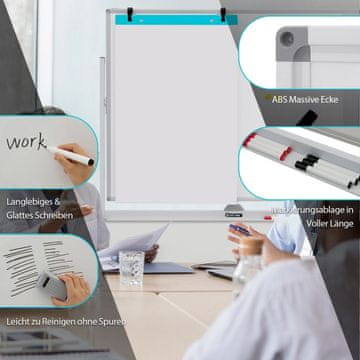 Northix Magnetna dvostranska tabla s kolesi za učilnico v pisarni in doma