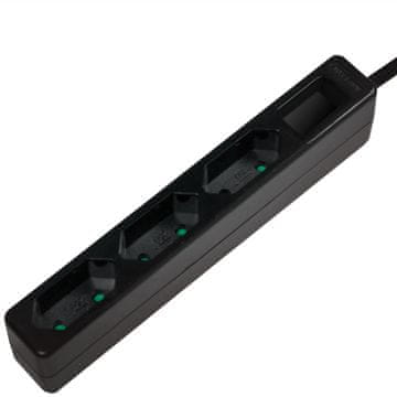 LogiLink Vtičnica Slim Euro 3-smerna 1,5 m črna