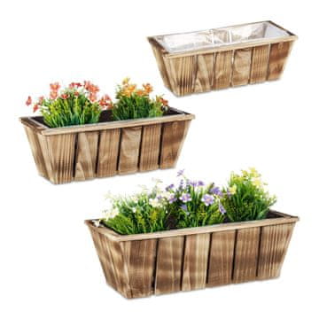 Northio Set 3 lesenih škatlic za rože