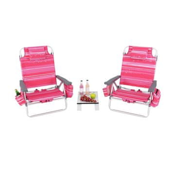 Northix Folding Beach Chair Set, 2 Chairs, Table, 5-Position Backrest