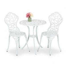 Northix Bel kovinski bistro set - miza in 2 stola, vzorec listov