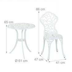 Northix Bel kovinski bistro set - miza in 2 stola, vzorec listov
