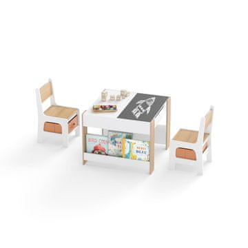Northix Kids 4-in-1 Table and 2 Chairs, Reversible Art Top