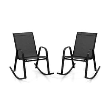Northix Patio Rocking Chairs, Set of 2, Breathable Fabric, Black