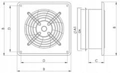 airRoxy Aksialni stenski ventilator aRok 400, s pretokom 3955 m3/h