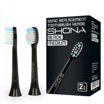 shumee Glave zobne ščetke Shona Sonic Black, 2 kosa
