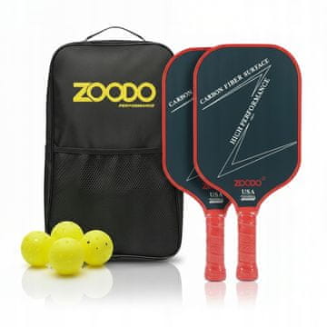 shumee Loparji za pickleball zoodo P3 T700 iz karbonskih vlaken, rdeči + 4 žogice usapa
