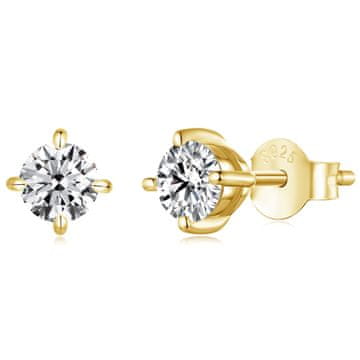 shumee Pozlačeni srebrni uhani z moissaniti 5x5 mm 0,5 ct 925 srebro velikost M