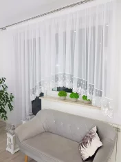 shumee Balkonski komplet, voile zavese, okrašene z vezenjem 300x160 in 145x250 cm