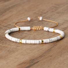 shumee Zapestnica iz naravnih kamnov, turkizni howlit, 2 x 4 mm, nastavljiva