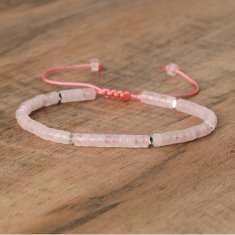 shumee Zapestnica iz naravnih kamnov, rožnatega kremena, 2 x 4 mm, nastavljiva