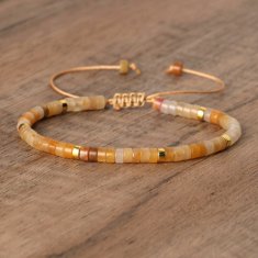 shumee Zapestnica iz naravnih kamnov, rumen aventurin, 2 x 4 mm, nastavljiva