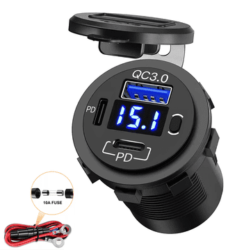 shumee Polnilna vtičnica 2x PD 30W, QC3.0 18W z voltmetrom