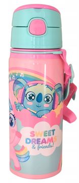 Kids Euroswan Otroška steklenička za vodo Sweet Dreams Friends 600 ml aluminijasta s trakom