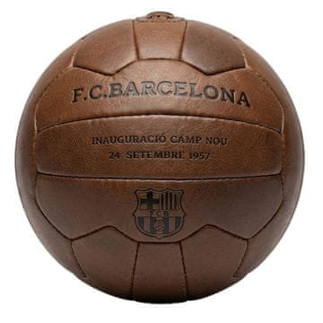 FC Barcelona Nogometna žoga FC Barcelona Camp Nou Retro, uradna licencirana, iz pravega usnja, BB1048, rjava
