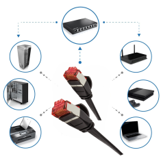 shumee LogiLink Professional SlimLine Cat.6A patch kabel 0,5 m, črne barve, raven - prihrani prostor, podpira Gigabit Ethernet in PoE