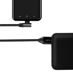 shumee Kabel USB 2.0 tipa C (90°) na USB-A, 0,3 m, črne barve, s tkanino - LogiLink CU0137