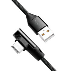 shumee Kabel USB 2.0 tipa C (90°) na USB-A, 0,3 m, črne barve, s tkanino - LogiLink CU0137