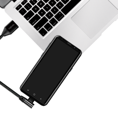 shumee Kabel USB 2.0 tipa C (90°) na USB-A, 0,3 m, črne barve, s tkanino - LogiLink CU0137