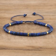shumee Zapestnica iz naravnih perlic, lapis lazuli, lazurita, 2x4 mm, nastavljiva