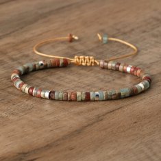 shumee Zapestnica iz naravnih kamnov agalmatolit 2 x 4 mm, nastavljiva