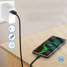 shumee Kabel USB 3.2 Gen1 Type-C na USB-A, črne barve, 2 m, za polnjenje in prenos podatkov