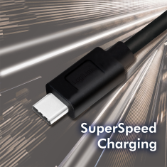 shumee Kabel USB 3.2 Gen1 Type-C na USB-A, črne barve, 2 m, za polnjenje in prenos podatkov