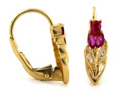 shumee Zlati uhani 585 v obliki tulipana 14K za elegantno darilo