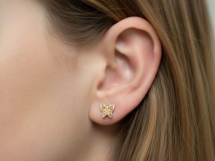shumee Zlati uhani 585, metuljček iz broška s kubičnim cirkonijem, klasični za ženske, 14k