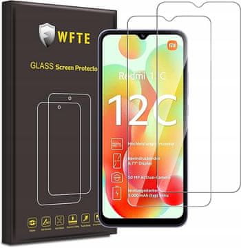 shumee Kaljeno steklo za Xiaomi Redmi 12C, trdota 9H, zaobljeni vogali, 2 kosa