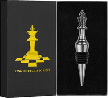 shumee Zamašek za vino Chess King, temno srebrn, popolno darilo