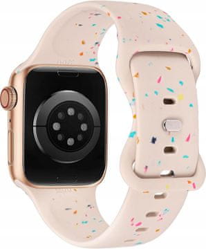 shumee Silikonski pašček za Apple Watch 38 mm, športni, mehki, konfeti, svetlo bež, Beexi