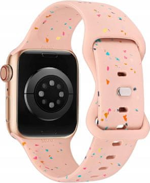 shumee Silikonski športni pašček za Apple Watch 38 mm, mehak, roza s konfetami, Beexi