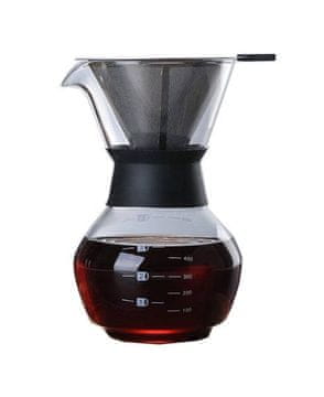 shumee Steklen aparat za kavo s cedilom iz nerjavečega jekla, 600 ml, guma.