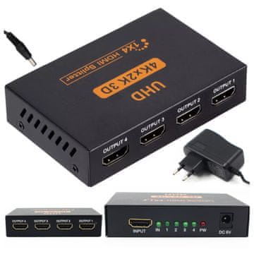 shumee HDMI razdelilnik 1x4 avdio/video 4Kx2K 3D UHD 2160p