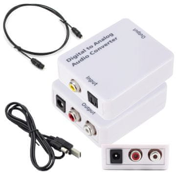 shumee Optični avdio pretvornik koaksialni toslink - RCA 2x činč analogni