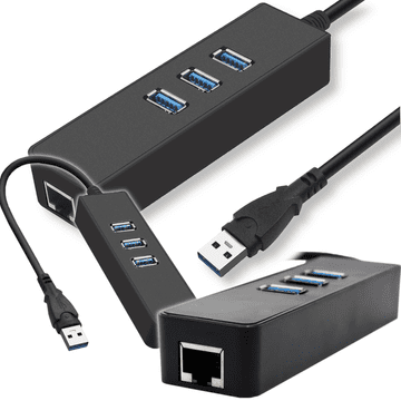 shumee 3-vratni USB 3.0 HUB z 1Gbps Ethernet priključkom na RJ45 LAN 1x3