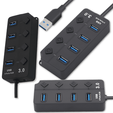 shumee USB 3.0 Hub 4x 4 Ports USB 3.0 1x4 5Gbps Splitter
