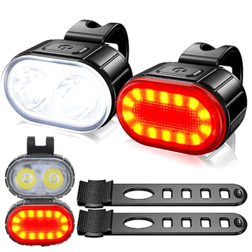 shumee Mini LED kolesarske luči spredaj in zadaj bela rdeča USB svetilka + gumice