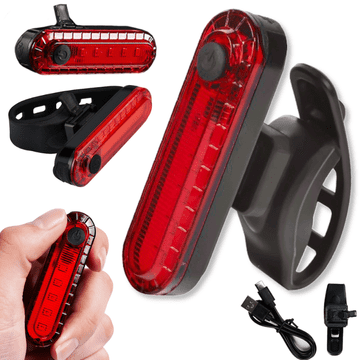 shumee LED kolesarska luč zadnja rdeča zadnja USB gumica vodoodporna do 12 ur