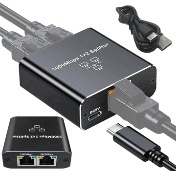 shumee Razdelilnik 1x2 RJ45 2 LAN Ethernet vrata internetni razdelilnik 1000Mbps 1 x 2